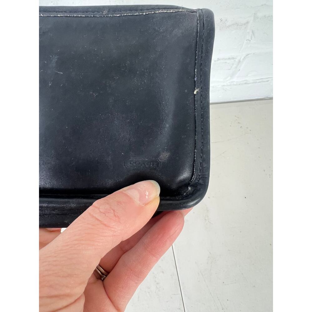 Vintage Coach Black Leather Zip Pouch Cosmetic Case Travel Clutch One Size - Picture 3 of 5